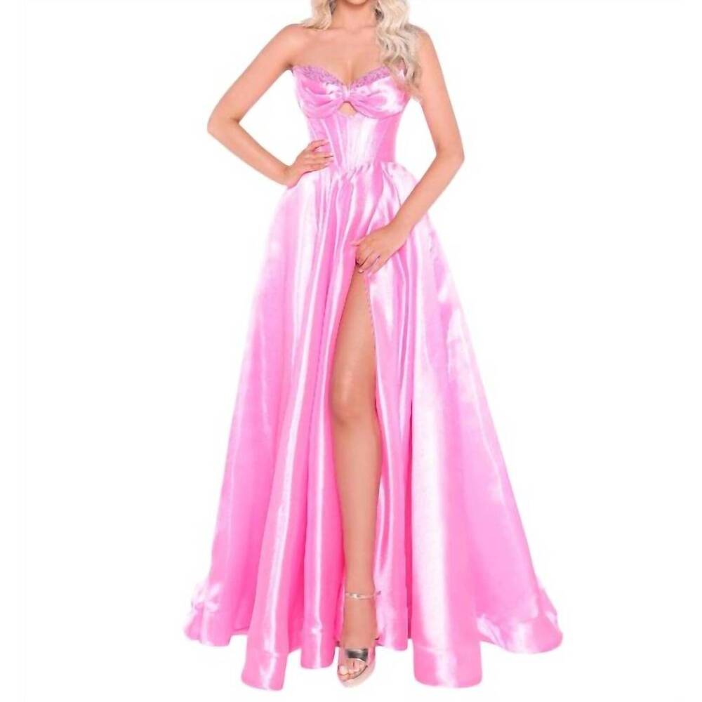 NEW AMARRA strapless satin ball gown in barbie pink